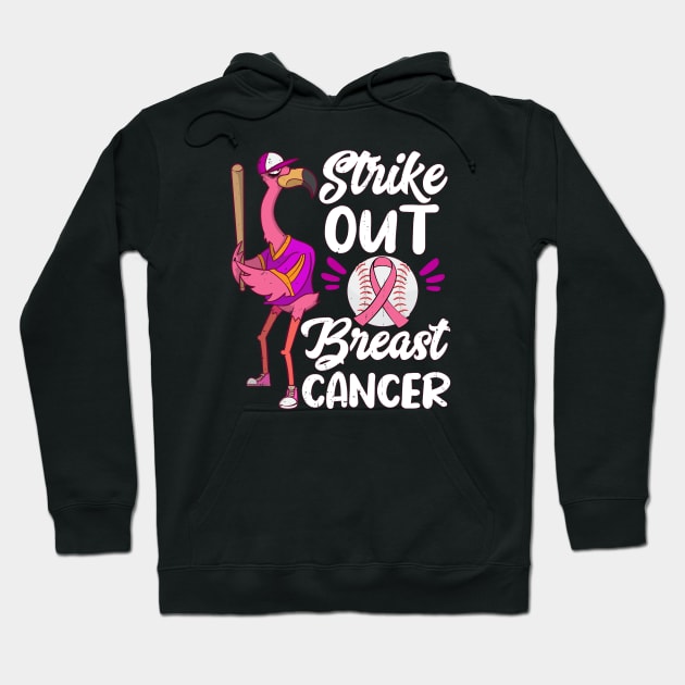 Strike Out Breast Cancer Baseball Ball Flamingo Awareness Hoodie by alcoshirts